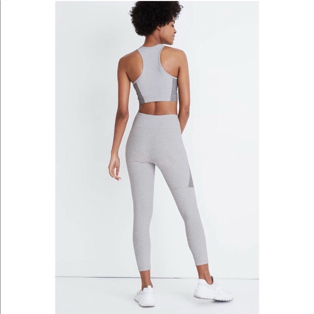 Outdoor Voices Two-Tone Warmup Crop Leggings Ash Dove Dark Grey Light Gray Small - Picture 4 of 16